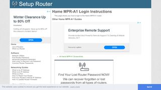 
                            2. How to Login to the Hame MPR-A1 - SetupRouter