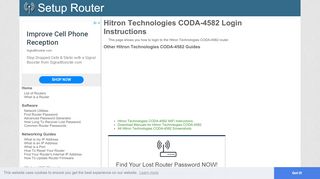 
                            5. How to Login to the Hitron Technologies CODA-4582 - SetupRouter