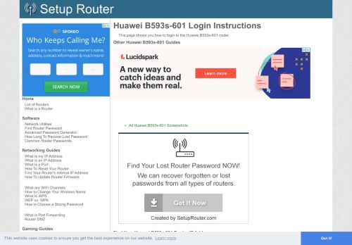
                            2. How to Login to the Huawei B593s-601 - SetupRouter