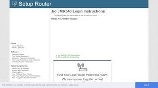 
                            11. How to Login to the Jio JMR540 - SetupRouter