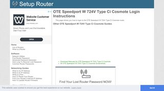 
                            1. How to Login to the OTE Speedport W 724V Type Ci Cosmote