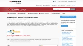 
                            8. How to login to the PHP-Fusion Admin Panel | InMotion Hosting