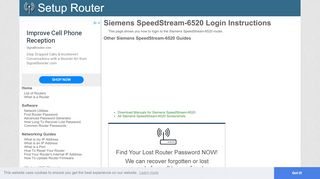 
                            1. How to Login to the Siemens SpeedStream-6520 - SetupRouter