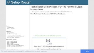 
                            1. How to Login to the Technicolor MediaAccess TG1100 FastWeb