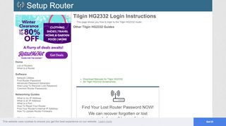 
                            2. How to Login to the Tilgin HG2332 - SetupRouter
