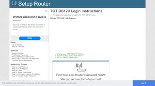 
                            11. How to Login to the TOT DB120 - SetupRouter