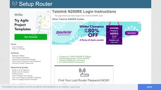 
                            1. How to Login to the Totolink N200RE - SetupRouter