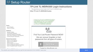 
                            1. How to Login to the TP-Link TL-WDR4300 - SetupRouter