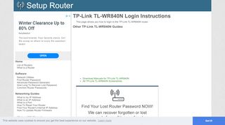 
                            8. How to Login to the TP-Link TL-WR840N - SetupRouter