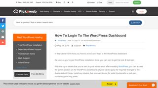 
                            10. How to Login to the WordPress Dashboard - Pickaweb
