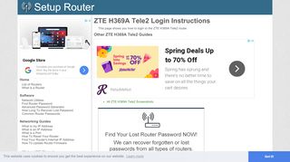 
                            9. How to Login to the ZTE H369A Tele2 - SetupRouter