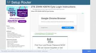 
                            2. How to Login to the ZTE ZXHN H267N Cyta - SetupRouter