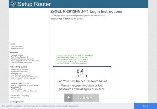 
                            7. How to Login to the ZyXEL P-2812HNU-F1 - SetupRouter