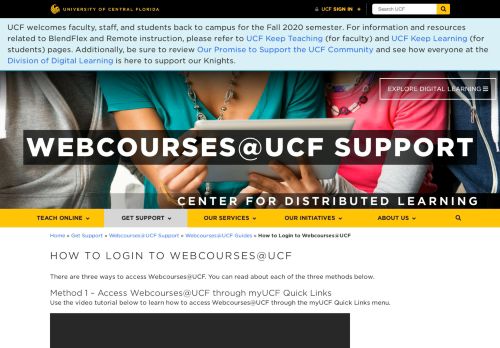 
                            4. How to Login to Webcourses@UCF - UCF CDL