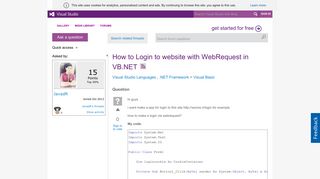 
                            1. How to Login to website with WebRequest in VB.NET - MSDN - Microsoft