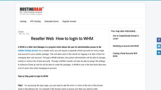 
                            11. How to login to WHM - HostingRaja Help Site