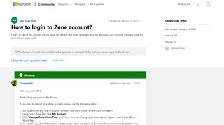 
                            1. How to login to Zune account? - Microsoft Community