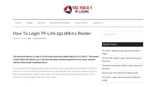 
                            9. How To Login TP-Link 192.168.0.1 Router