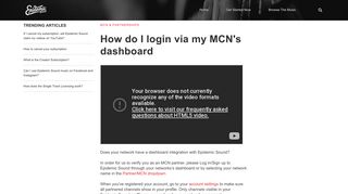 
                            5. How to login via your MCN's dashboard – Epidemic Sound Support