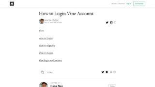 
                            8. How to Login Vine Account – Hana Nan – Medium