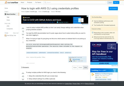 
                            10. How to login with AWS CLI using credentials profiles - Stack Overflow