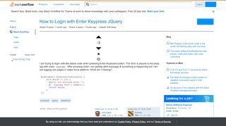 
                            3. How to Login with Enter Keypress JQuery - Stack Overflow