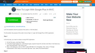 
                            7. How To Login With Google Plus In MVC - C# Corner