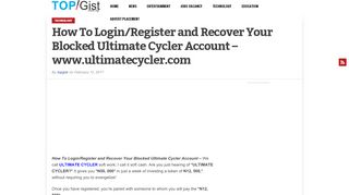 
                            2. How To Login/Register and Recover Your Blocked Ultimate Cycler ...