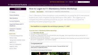 
                            4. How to Logon to F-1 Mandatory Online Workshop - oip@sfsu.edu