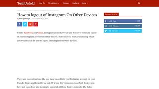 
                            8. How to logout of Instagram On Other Devices | TechUntold