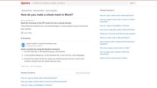 
                            9. How to make a check mark in Word - Quora