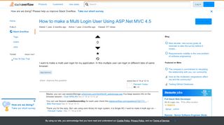 
                            8. How to make a Multi Login User Using ASP.Net MVC 4.5 - Stack Overflow