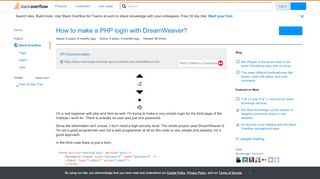 
                            13. How to make a PHP login with DreamWeaver? - Stack Overflow