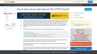 
                            5. How to make a secure login page over SSL HTTPS? - Stack Overflow