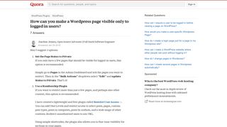 
                            7. How to make a Wordpress page visible only to logged in users - Quora