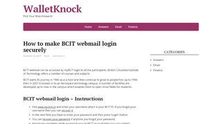 
                            11. How to make BCIT webmail login securely - my.bcit.ca - WalletKnock