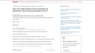 
                            10. How to make Google Chrome remember my passwords, when I previously ...