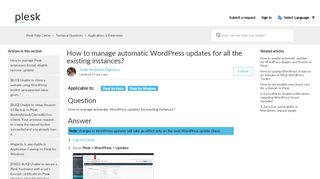 
                            6. How to manage automatic WordPress updates? – Plesk Help Center