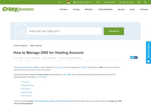 
                            7. How to manage DNS for hosting account - Crazy Domains Support