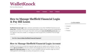 
                            11. How to Manage Sheffield Financial Login & Pay Bill Loans - WalletKnock