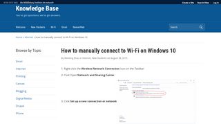 
                            1. How to manually connect to Wi-Fi on Windows 10 – Knowledge Base