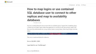 
                            4. How to map logins or use contained SQL database user to connect to ...