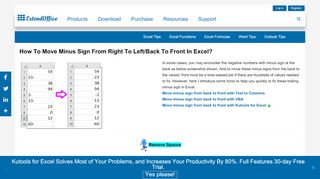 
                            6. How to move minus sign from right to left/back to front in Excel?