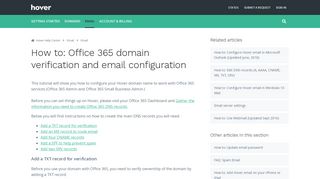 
                            5. How to: Office 365 domain verification and email configuration – Hover ...