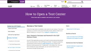 
                            10. How to Open a Test Center – CLEP – The College Board