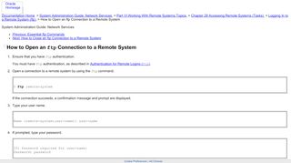 
                            2. How to Open an ftp Connection to a Remote System - Oracle Docs