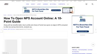 
                            12. How To Open NPS Account Online: A 10-Point Guide - NDTV.com