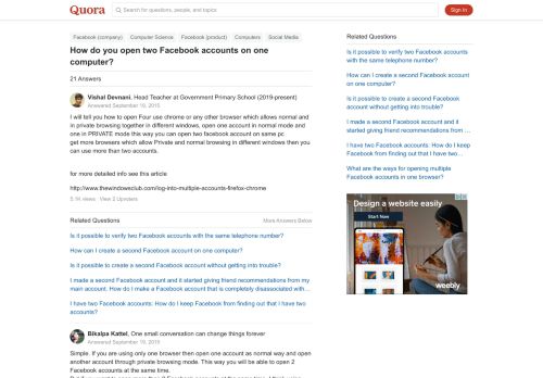 
                            10. How to open two Facebook accounts on one computer - Quora