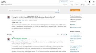 
                            11. How to optimise ITNCM IDT device login time? - IBM Developer Answers