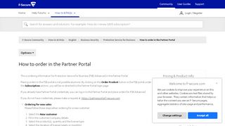 
                            7. How to order in the Partner Portal - F-Secure Community